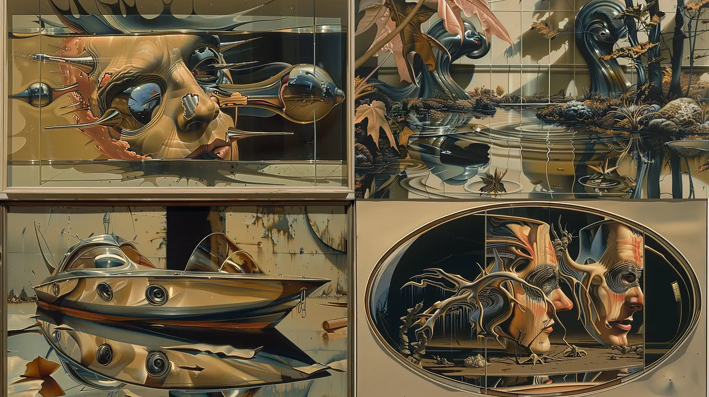 Surreal Visions in Sepia Tones: A Journey through Distorted Realism - Midjourney sref style