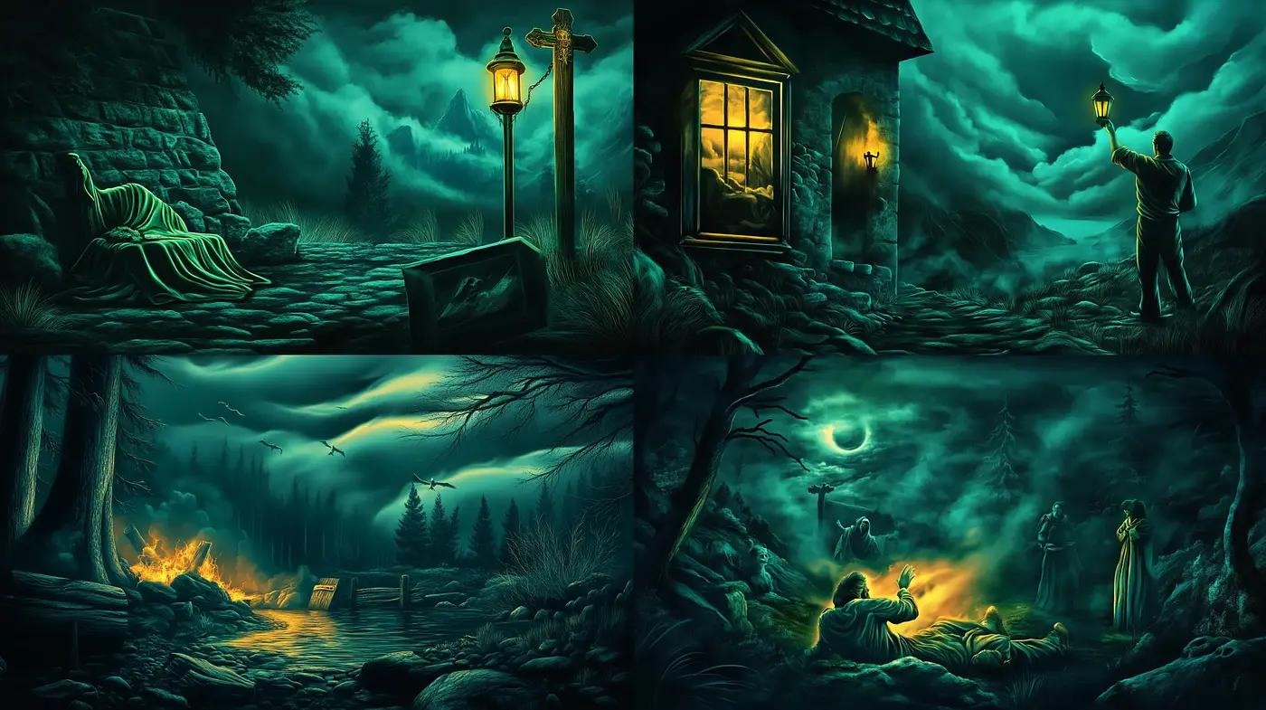Ethereal Nocturnal Dreamscape: A Cohesive Fantasy of Nighttime Mystique - Midjourney sref style