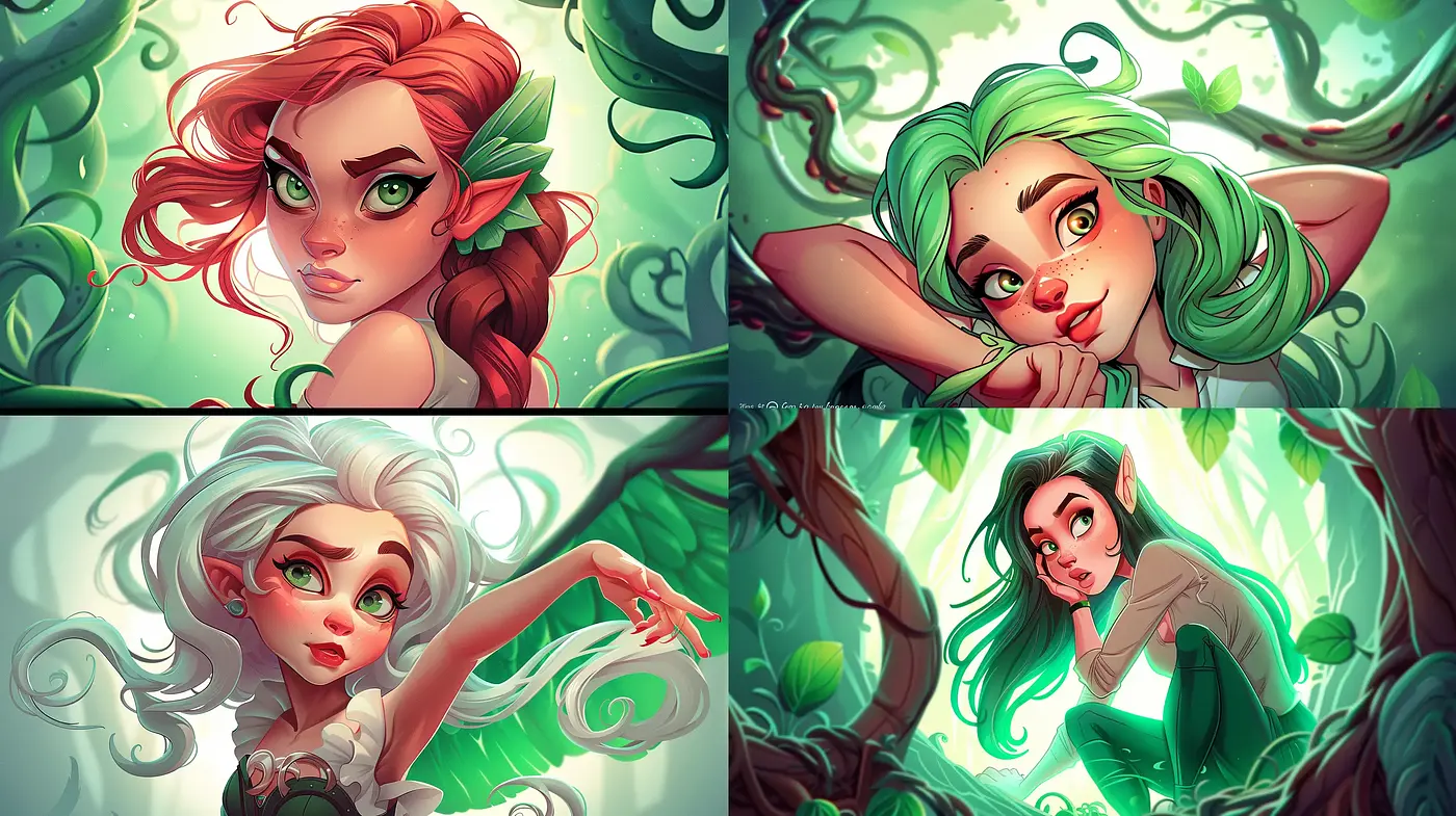Ethereal Enchantresses in Whimsical Woodland Hues - Midjourney sref style