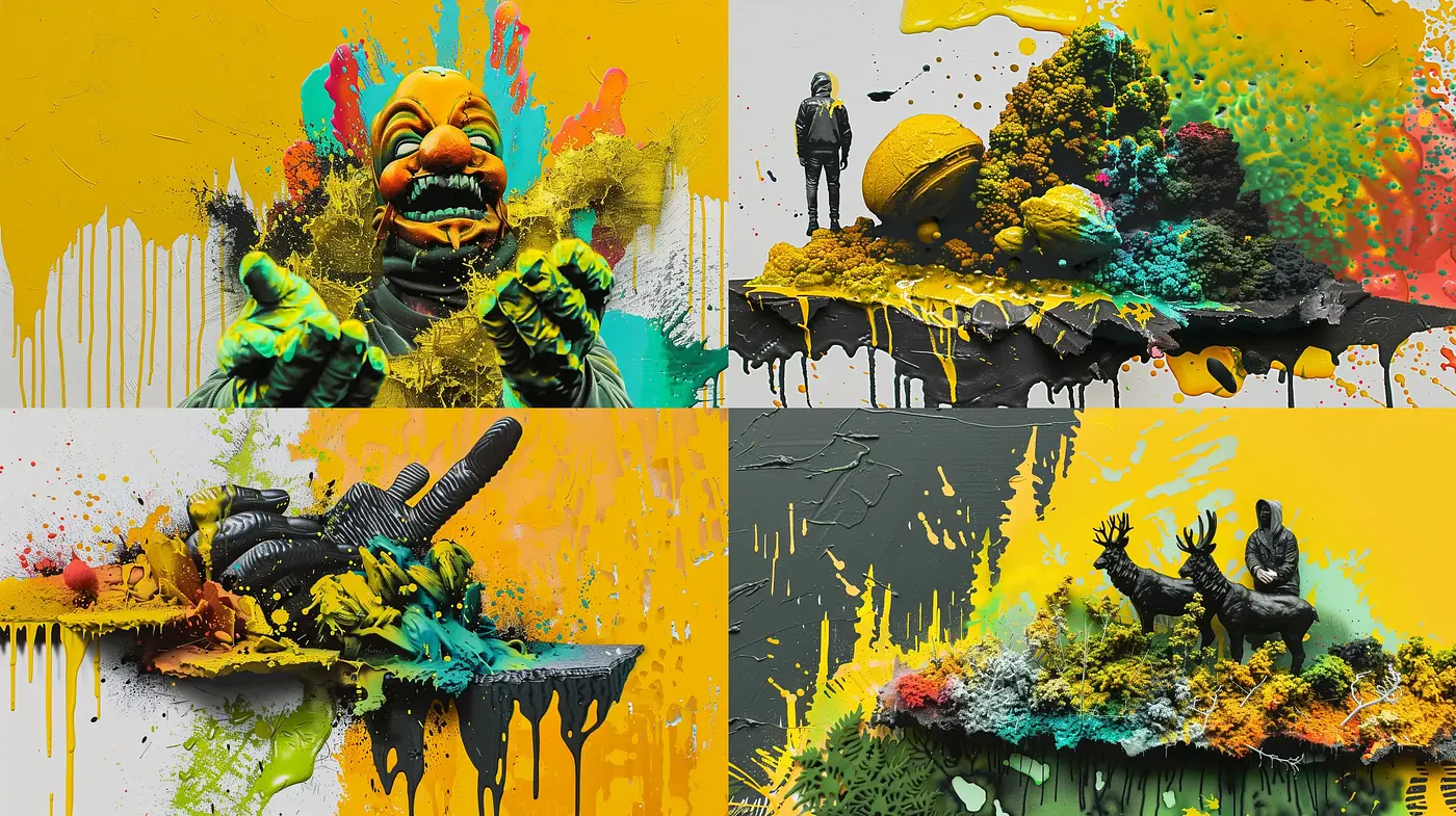 Vibrant Chromatic Abstraction with Street Art Fusion - Midjourney sref style