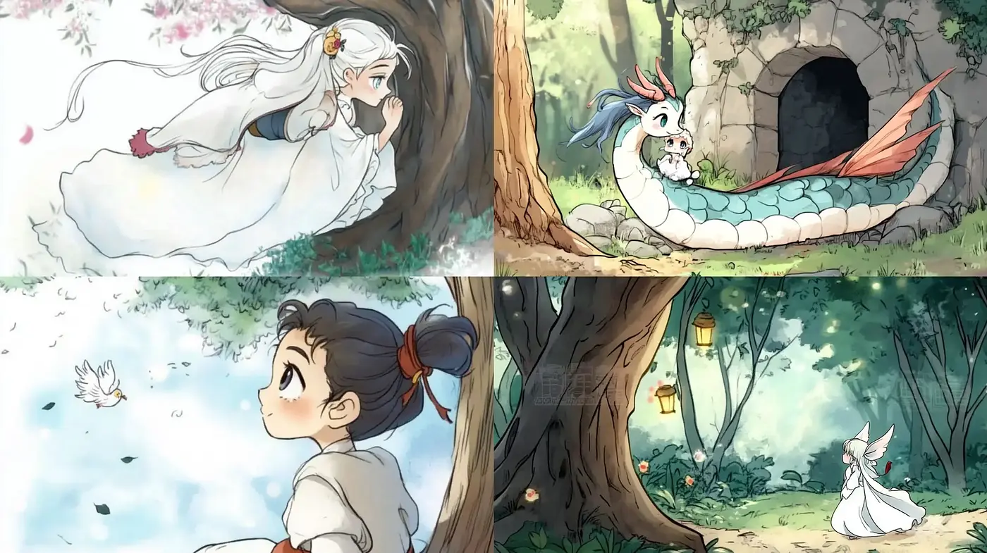 Enchanted Forest Dreamscape: A Harmonious Blend of Whimsical Charm and Serene Nature - Midjourney sref style