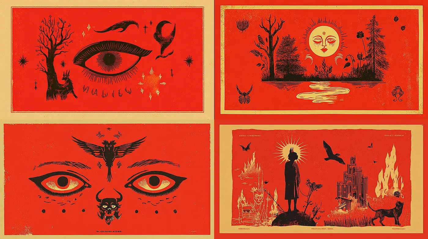 Striking Gothic Imagery with a Bold Red Palette - Midjourney sref style