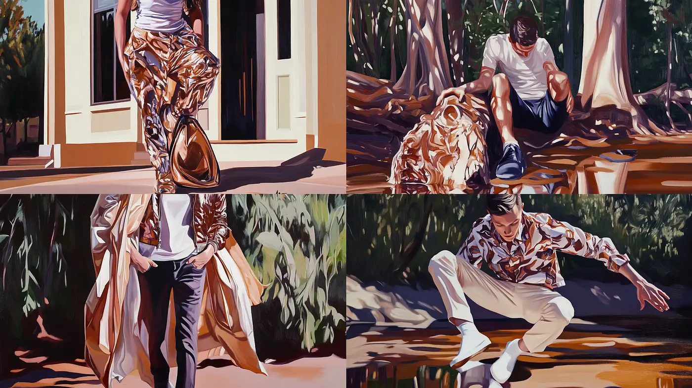 Contemporary Brushwork Dynamics: A Harmonious Blend of Vivid Tones and Expressive Textures - Midjourney sref style