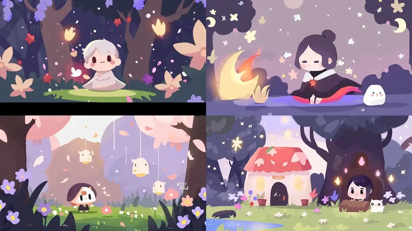Whimsical Fantasy in Playful Pastels with Nature Elements - Midjourney sref style
