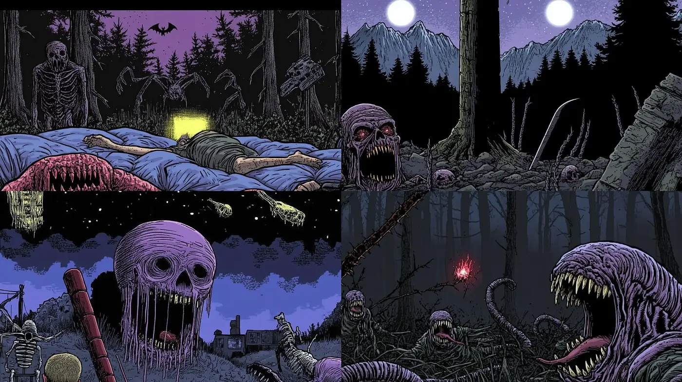 Eerie Twilight Macabre with Vivid Textures - Midjourney sref style