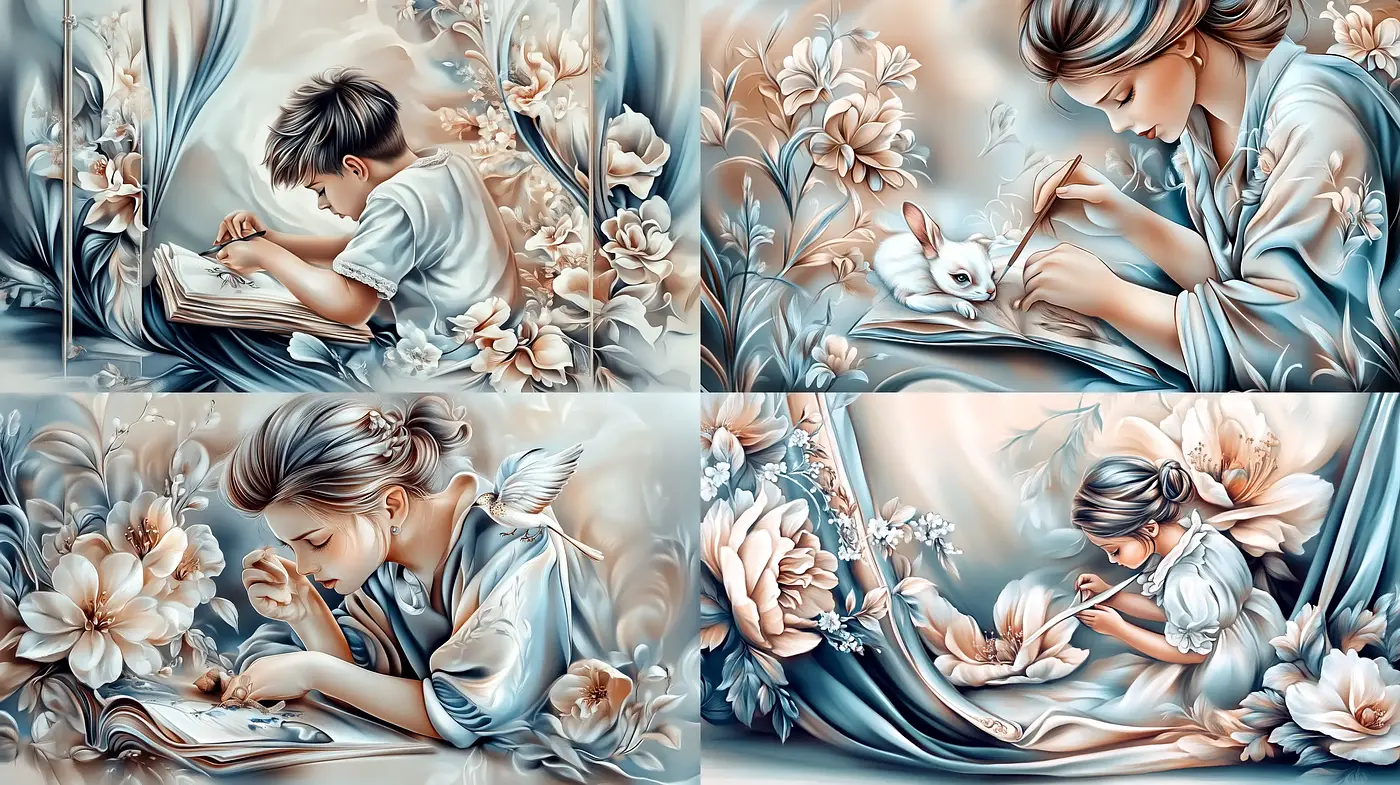 Ethereal Floral Dreamscape in Pastel Bas-Relief - Midjourney sref style
