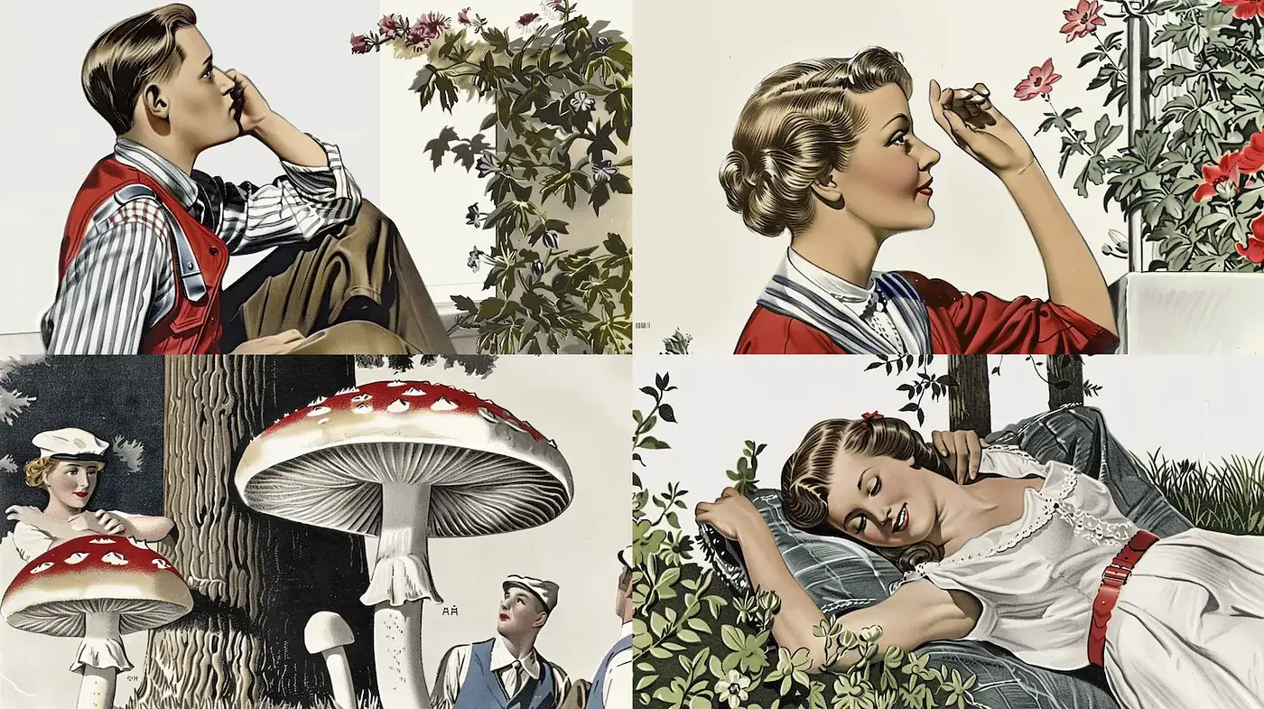Classic Mid-Century Illustrations with a Whimsical Touch - Midjourney sref style
