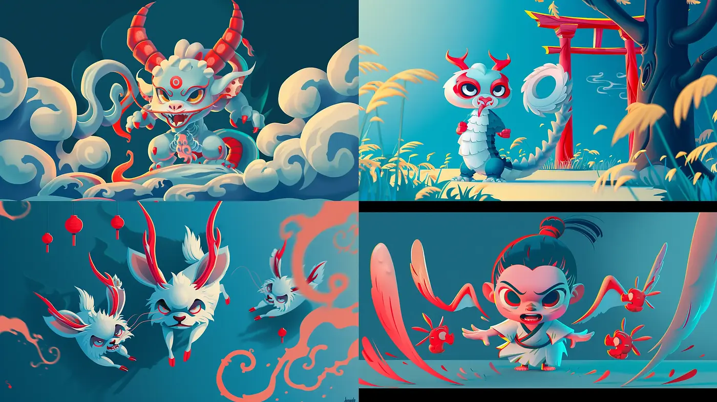 Whimsical Stylized Mythical Narrative - Midjourney sref style