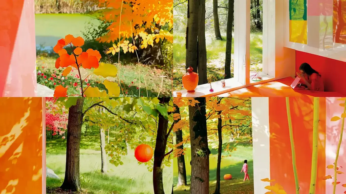 Vibrant Autumn Serenity with Expressions of Nature - Midjourney sref style