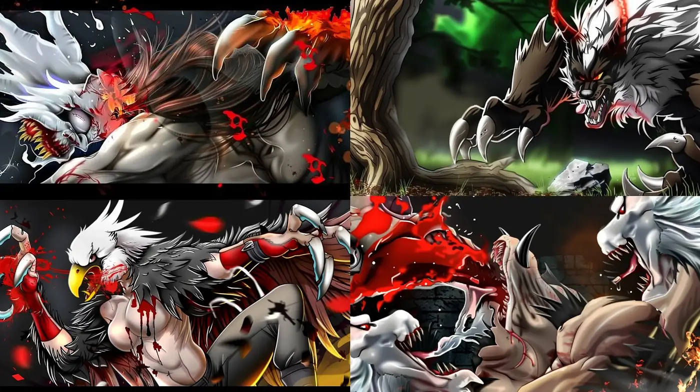 Dynamic Anime-Inspired Battle Scene with Vivid Contrast - Midjourney sref style