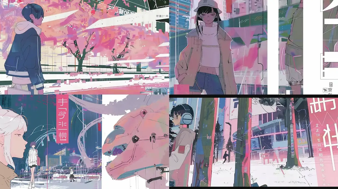 Vibrant and Contemporary Urban Narrative with Techno-Aesthetic Influence - Midjourney sref style