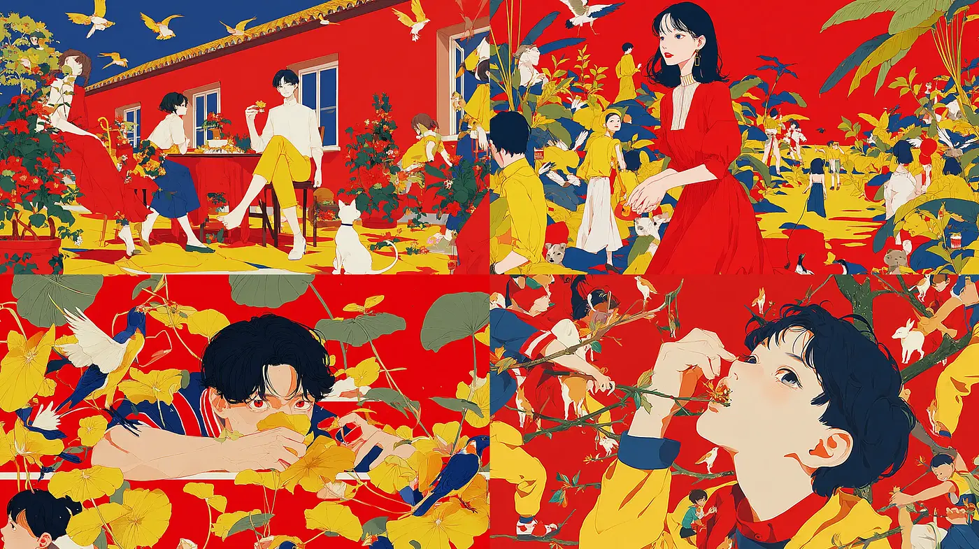 Vibrant and dynamic illustrations with a modern whimsical aesthetic - Midjourney sref style