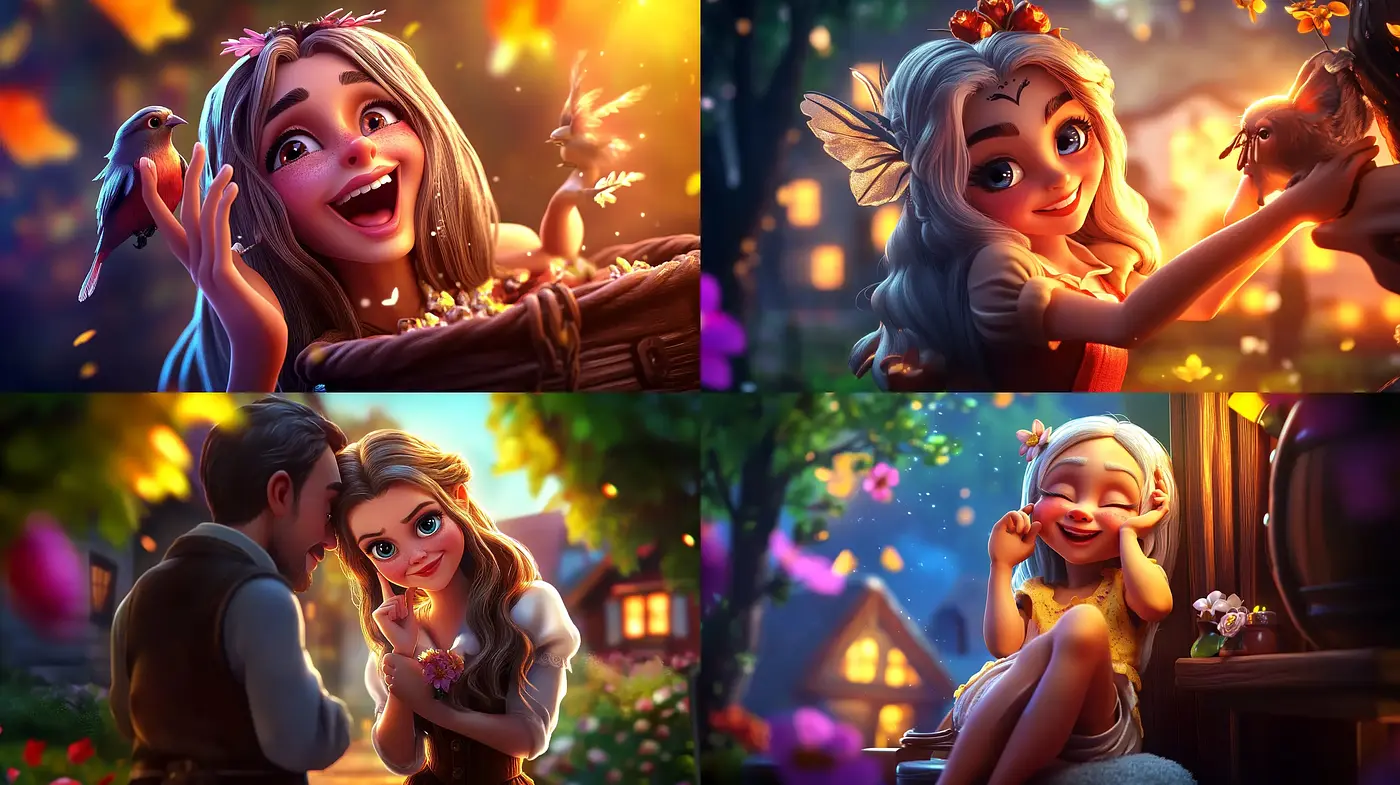 Enchanting Twilight Glow in Whimsical Fairytale Illustrations - Midjourney sref style