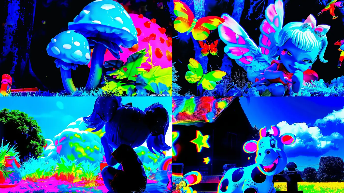 Luminous Chromatic Fantasia: A Journey through Vivid Dreamscape Imagery - Midjourney sref style