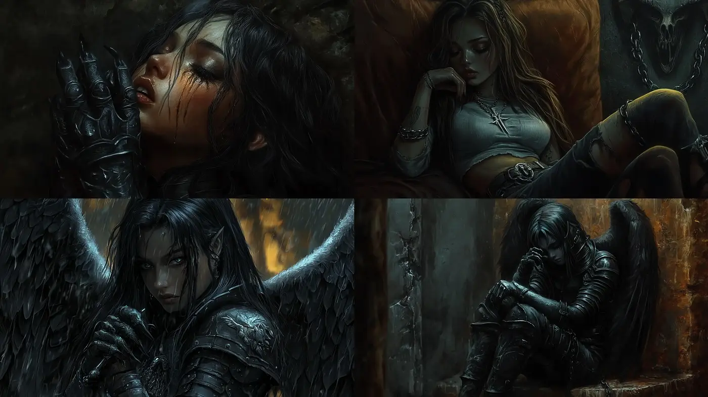 Gothic Reverie: Merging Dark Fantasy with Eerily Realistic Textures - Midjourney sref style