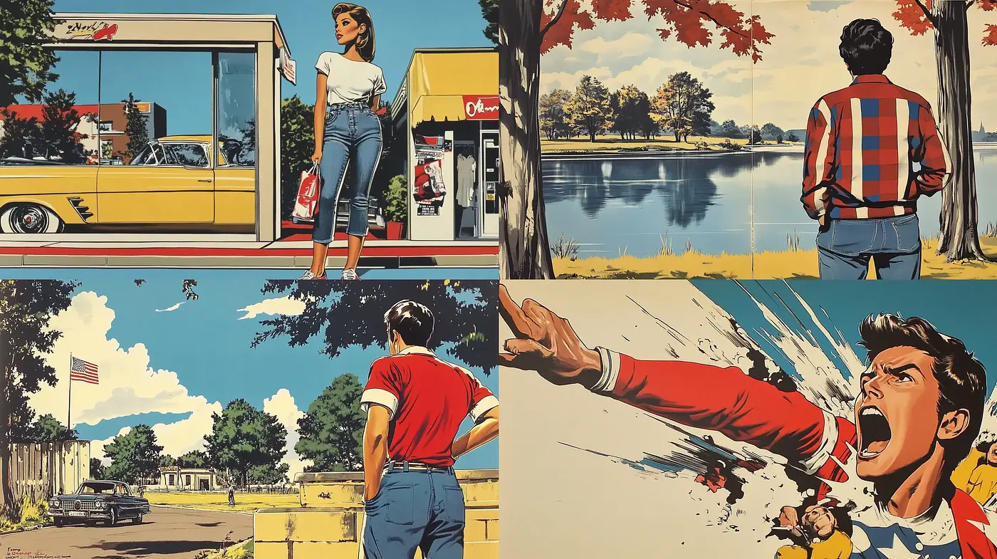 Vintage Americana: A Homage to Classic Comic Book Realism - Midjourney sref style
