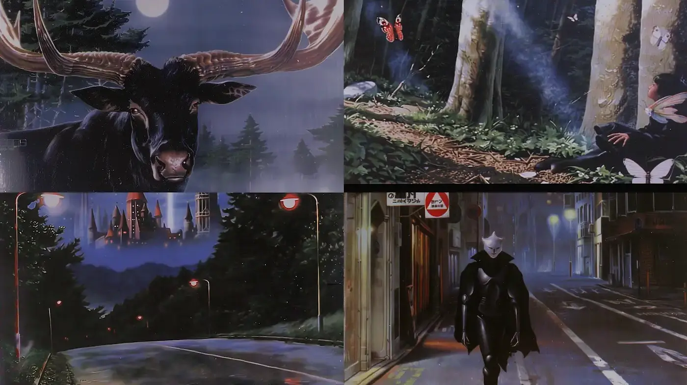Ethereal, mysterious realm with a blend of nature and urban elements - Midjourney sref style