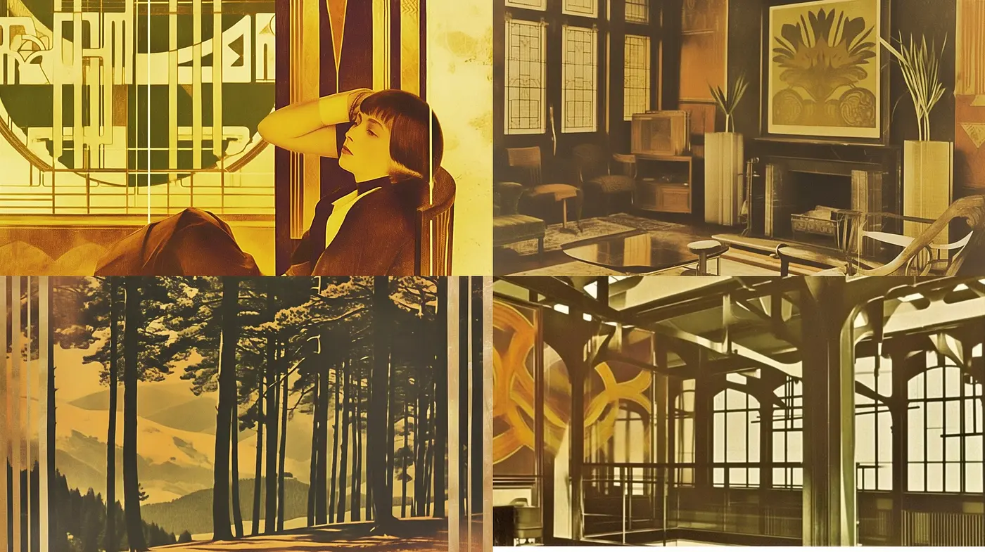 Sepia-Toned Dreamscape of Retrofuturistic Harmony - Midjourney sref style