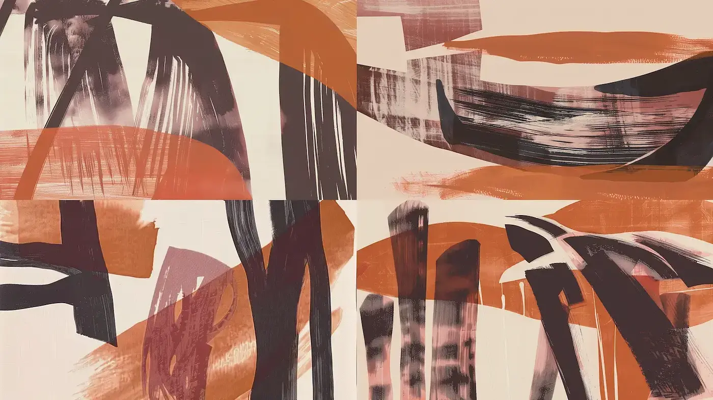 Abstract Expressionism with Earthy Tones and Dynamic Brushwork - Midjourney sref style