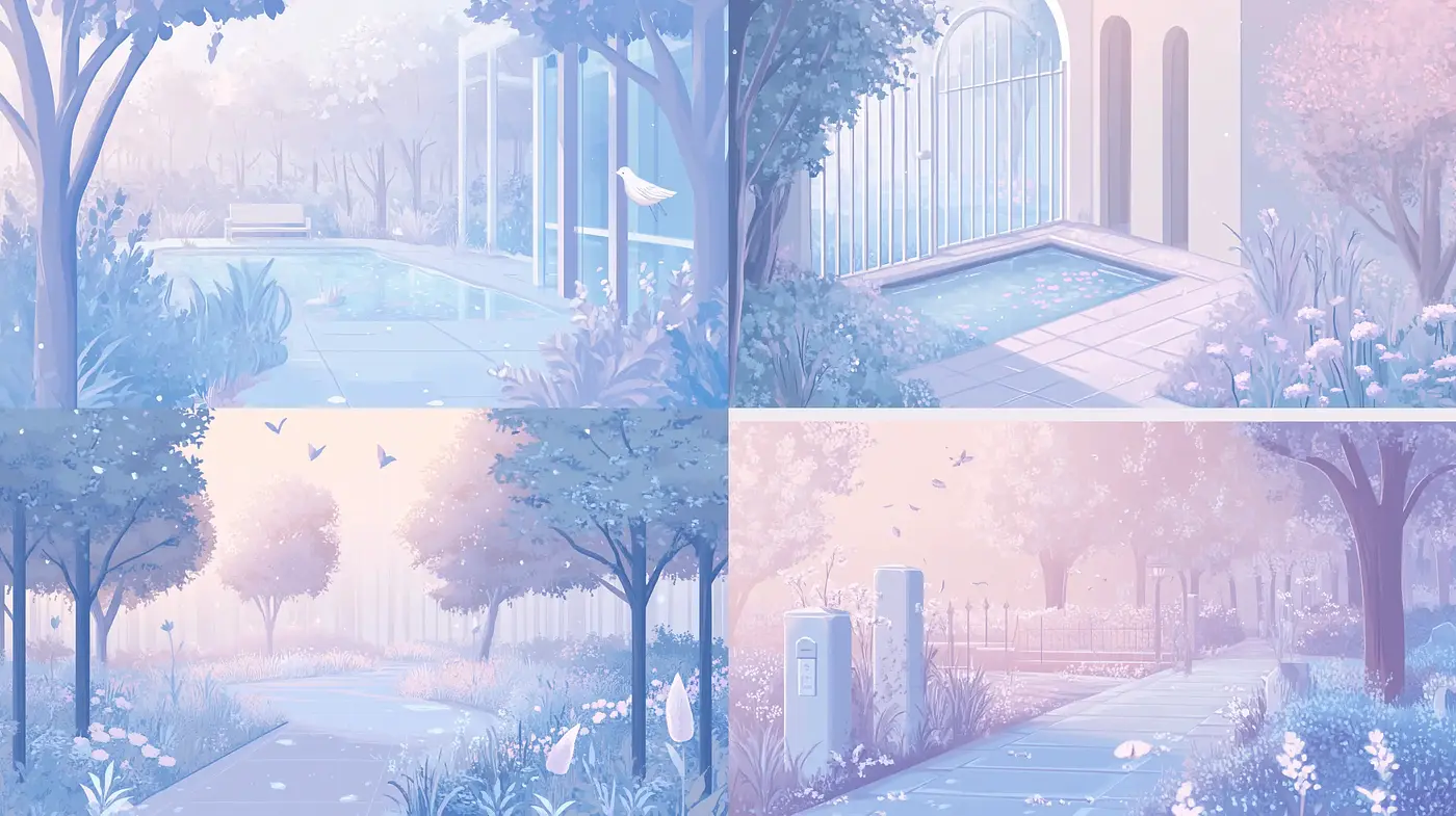 Serene Pastel Dreamscape Illustrations - Midjourney sref style