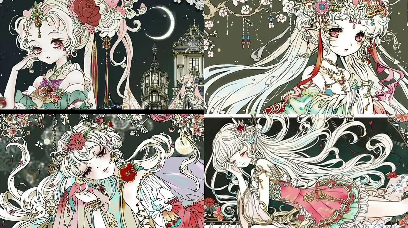 Ethereal Elegance of Dreamlike Manga Illustrations - Midjourney sref style