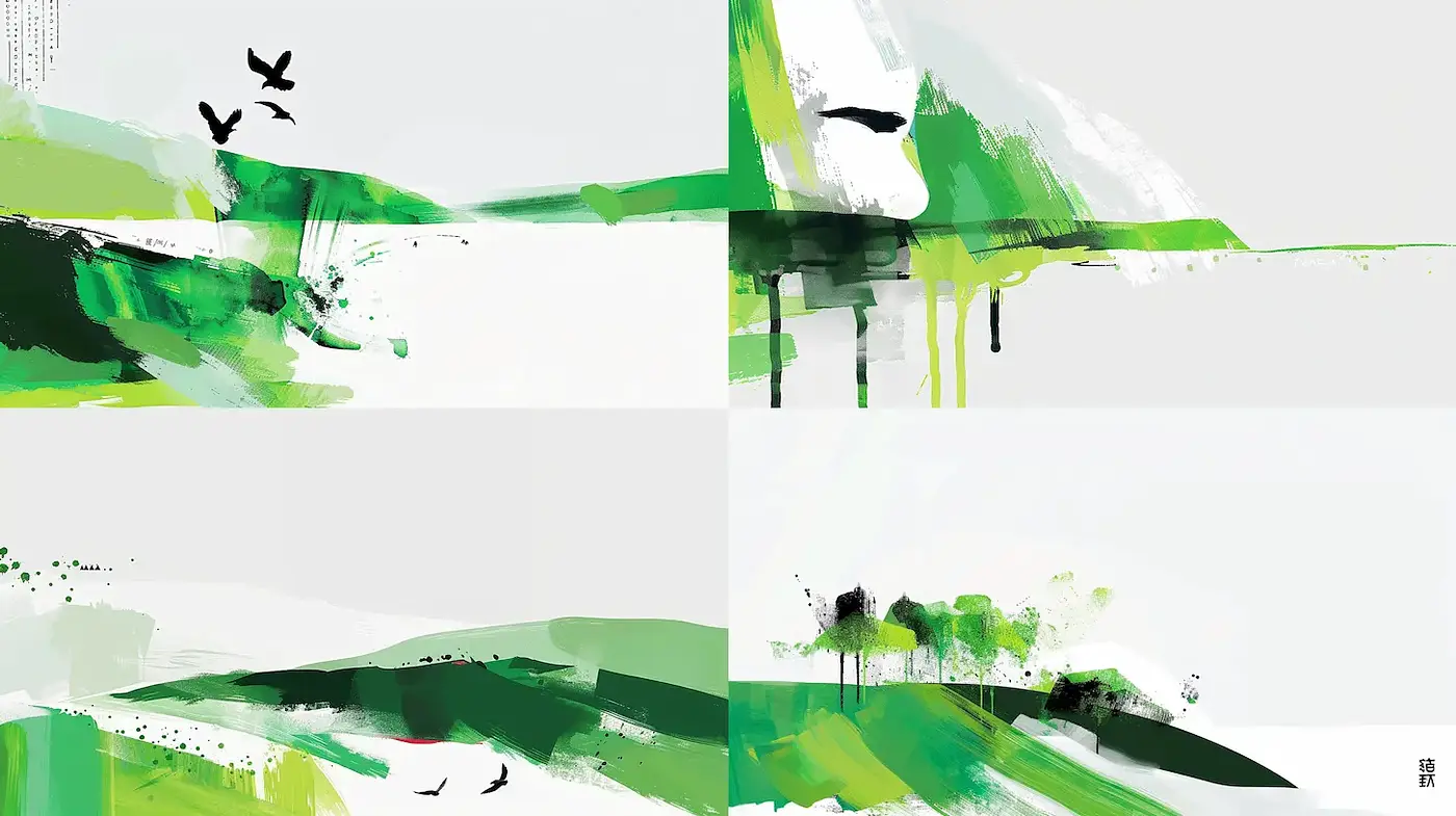 Harmonious Blend of Abstract Landscapes with Minimalist Touch - Midjourney sref style