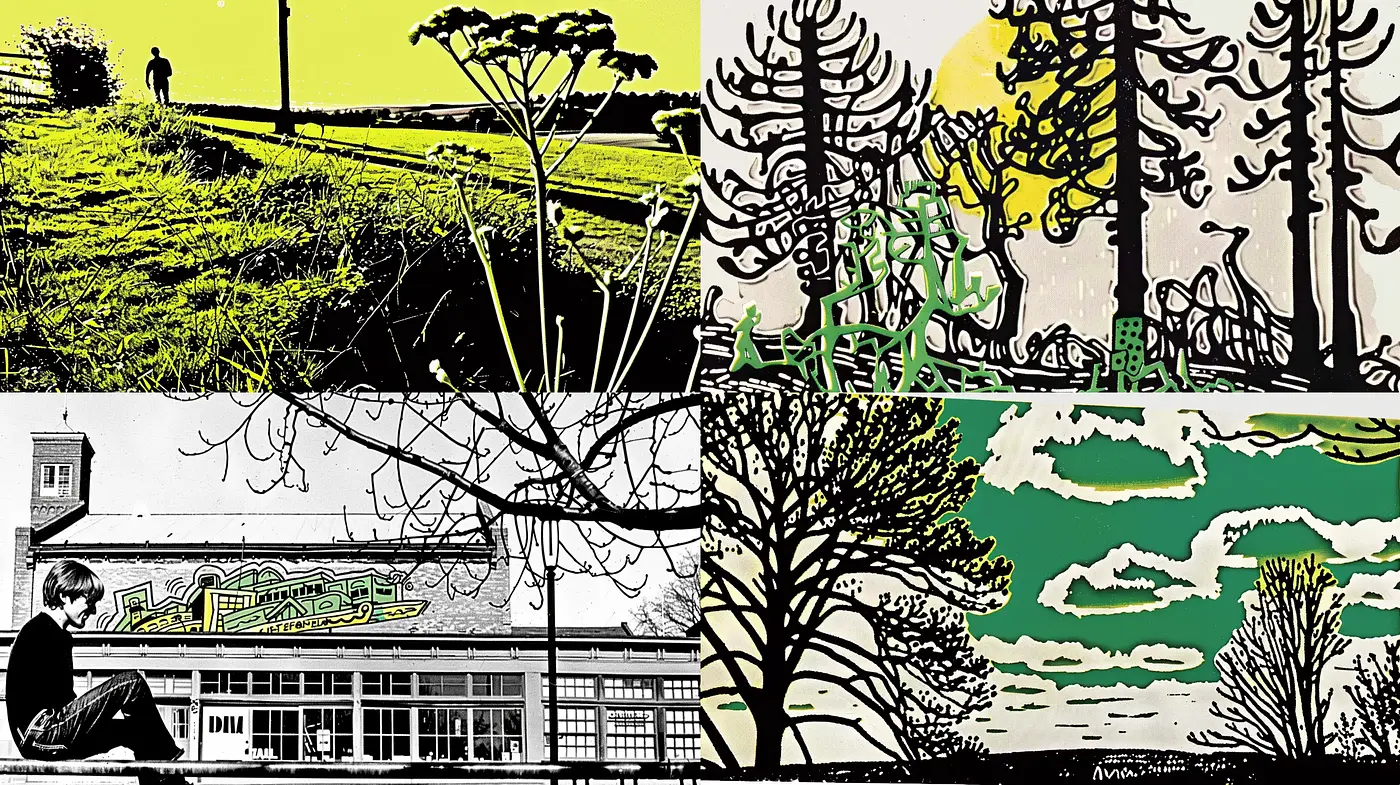 Layered Contrast with Graphic Novel Aesthetics and Stark Color Dichotomy - Midjourney sref style