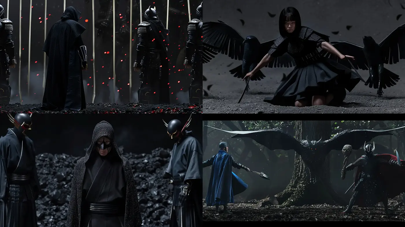 Sombre Elegance: A Harmonious Blend of Dark Fantasy and Cinematic Artistry - Midjourney sref style