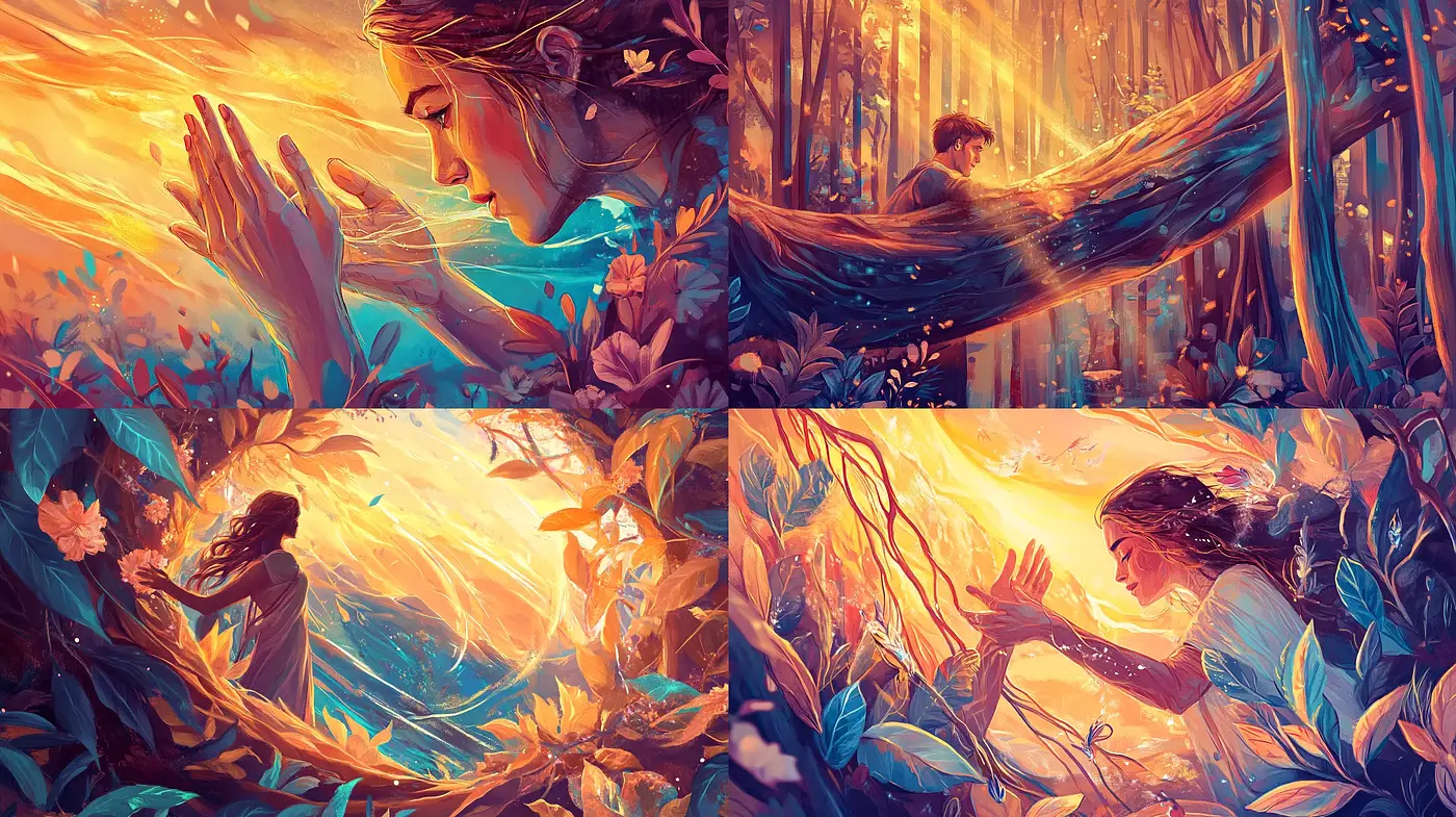 Ethereal Dawn: A Luminescent Fusion of Nature and Fantasy - Midjourney sref style
