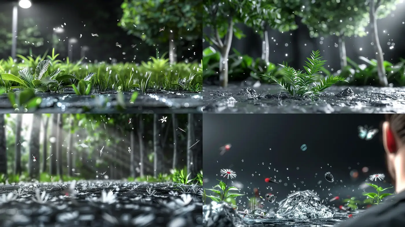 Ethereal Rainforest - Photorealistic Midnight Verdure with Enhancing Shimmers - Midjourney sref style