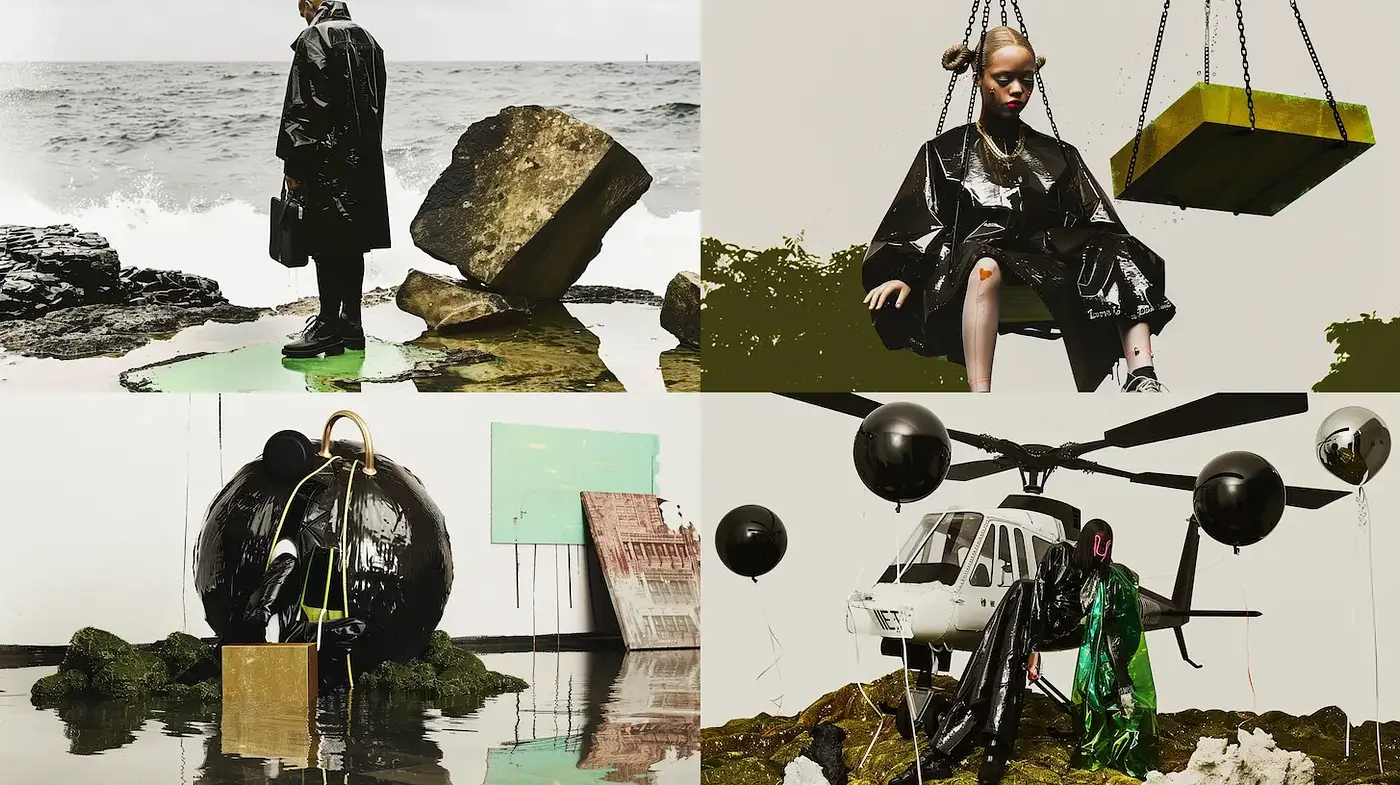 Contemporary Surrealism with Dark Fashion Elements - Midjourney sref style