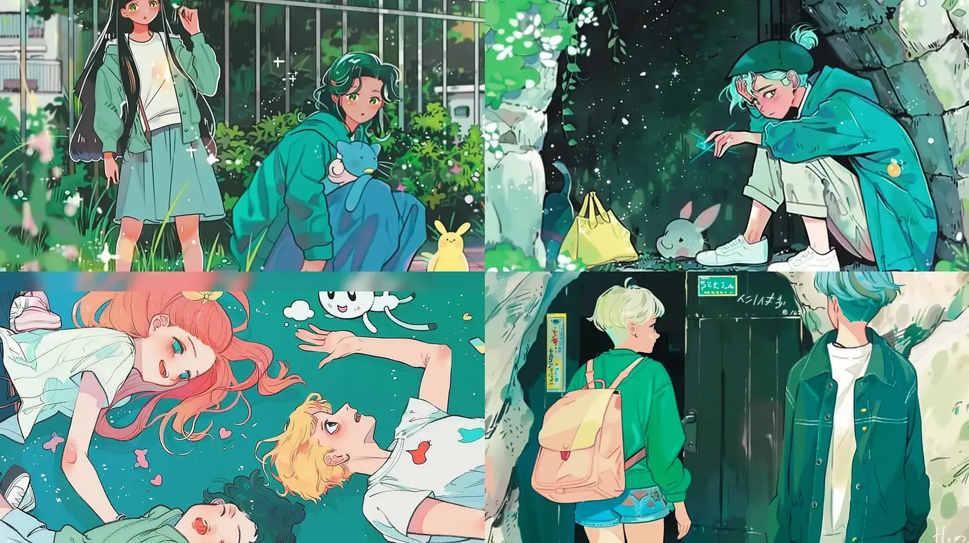 Whimsical Anime-Inspired Elysian Illustrations with a Serene Palette - Midjourney sref style
