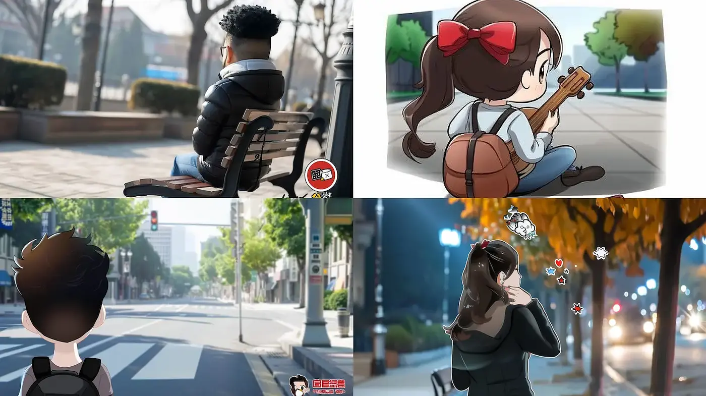 Contemporary illustrations with a playful yet reflective urban vibe - Midjourney sref style