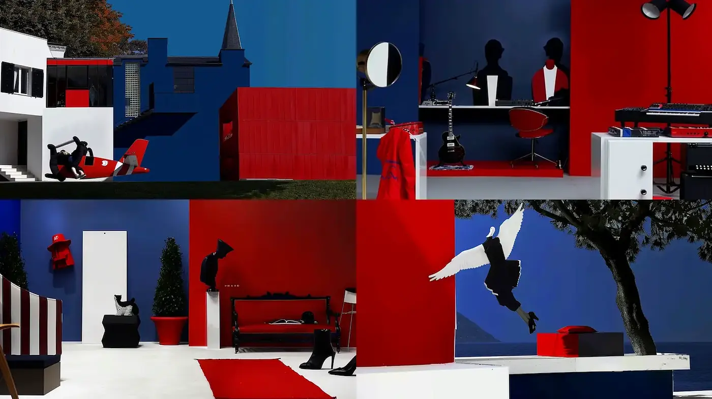 Modernist Minimalism with a Bold Color Contrast - Midjourney sref style