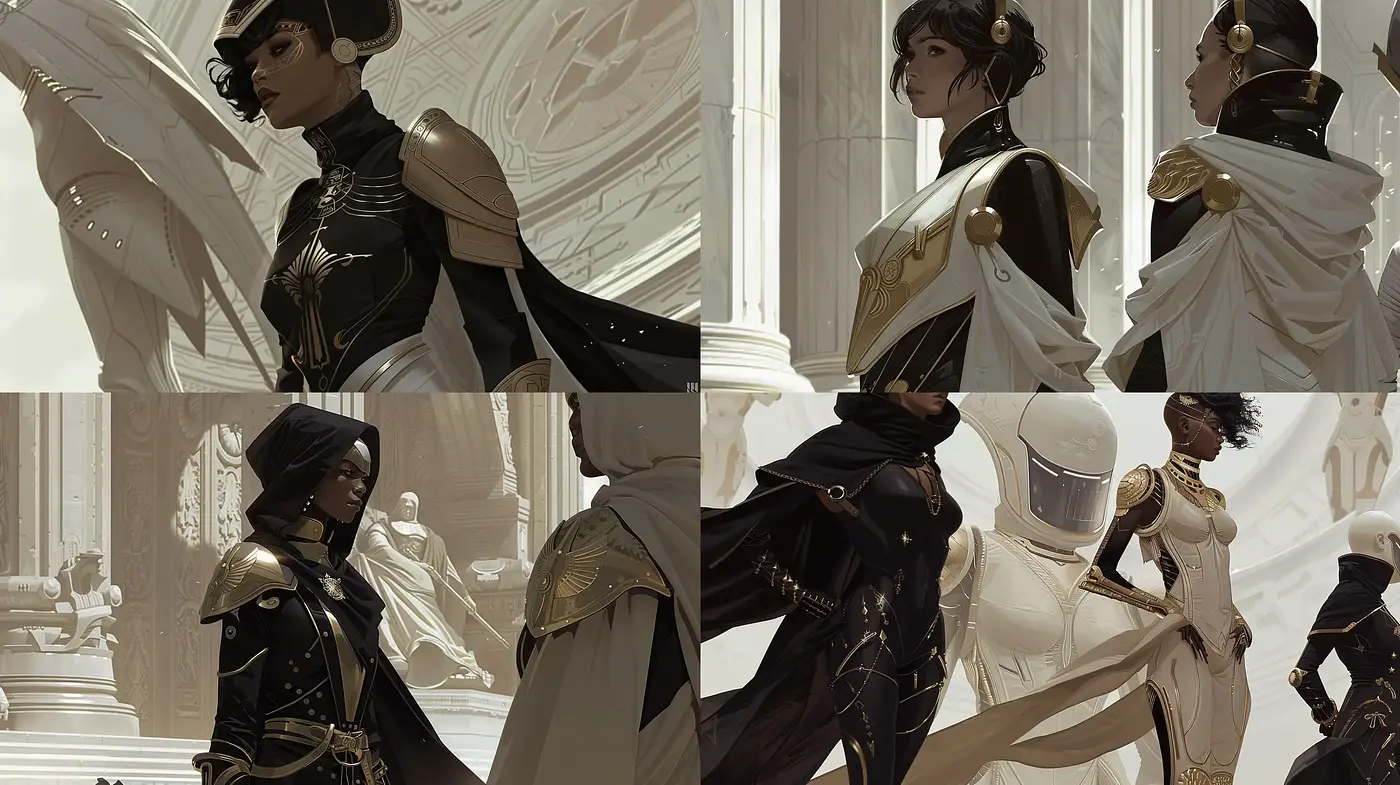 Ethereal Elegance: A Fusion of Sci-Fi Sophistication and Classical Grace - Midjourney sref style