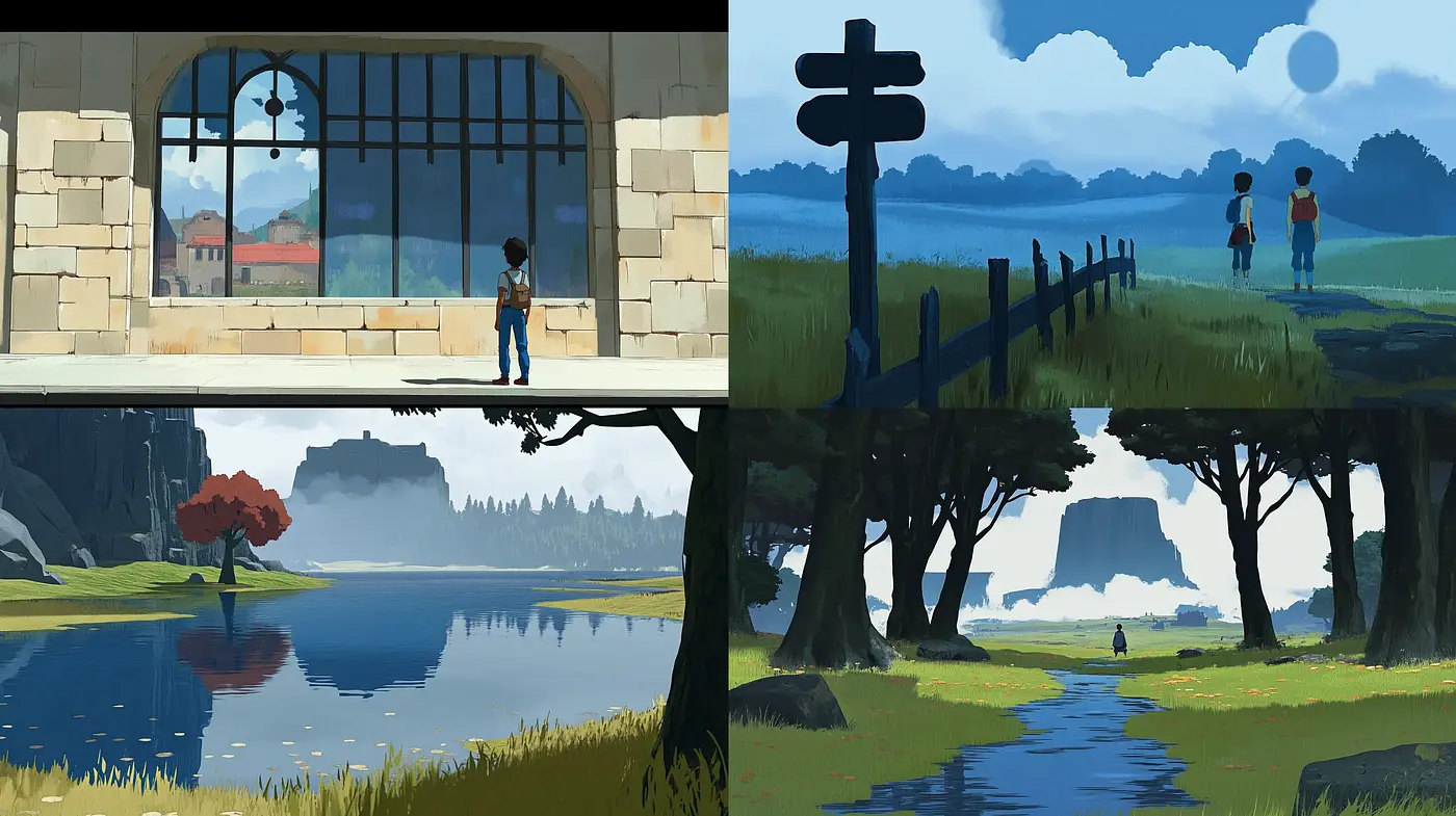 Tranquil Landscapes in Serene Storybook Illustration Style - Midjourney sref style