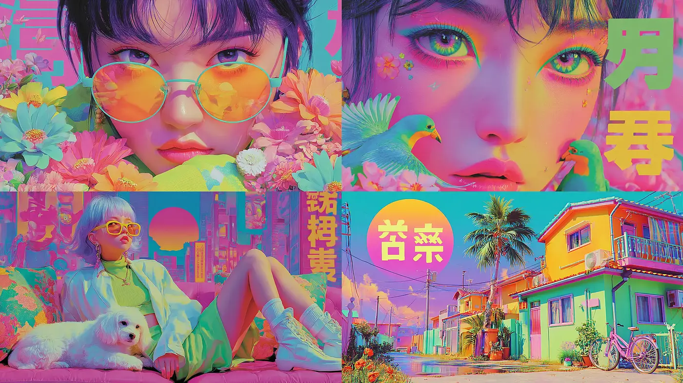 Vibrant and Playful Aesthetic with a Tropical Influence - Midjourney sref style