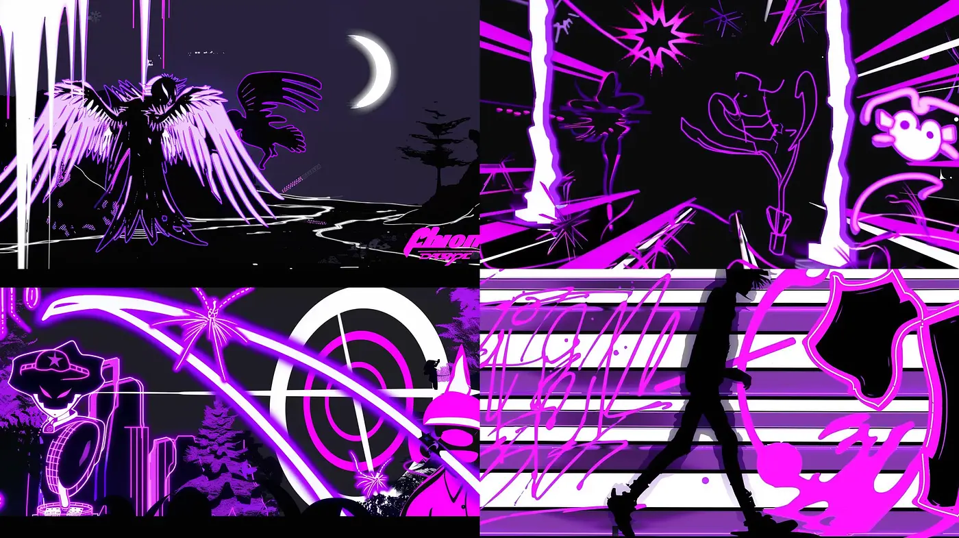 Neon Cyberdreams: A Neo-Noir Synthwave Journey - Midjourney sref style