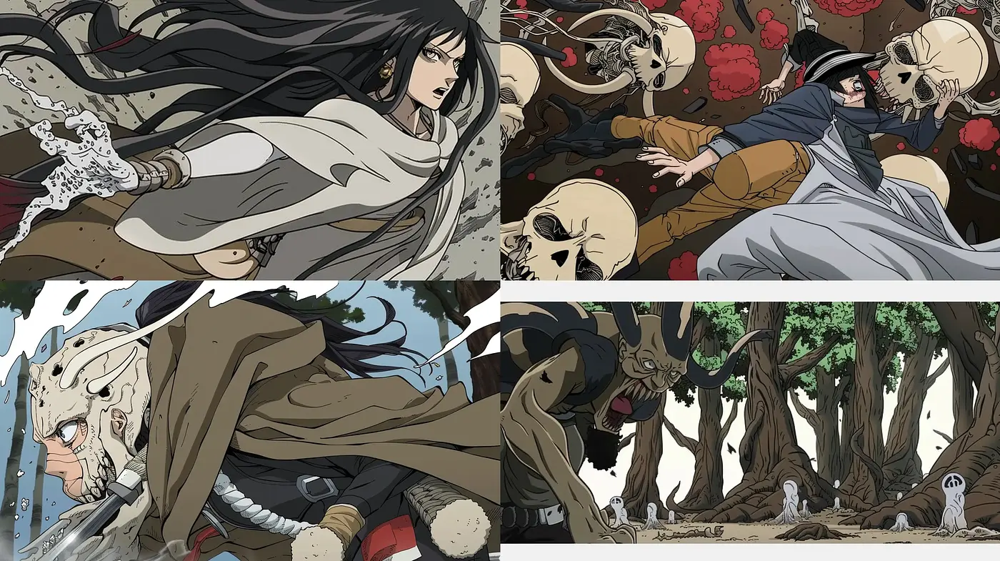 Epic Saga Illustration in Stylized Anime - Midjourney sref style
