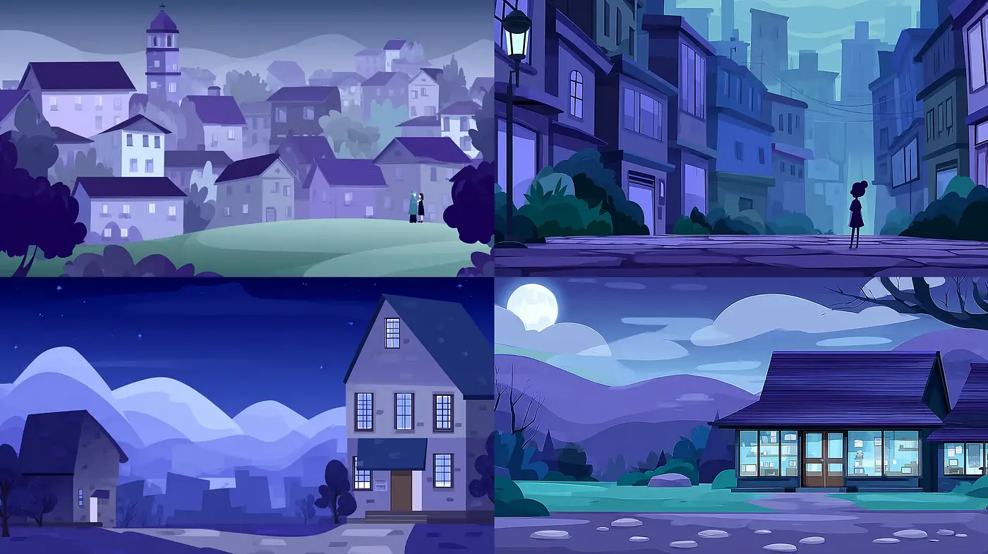 Dreamy and atmospheric night scenes with a whimsical quality - Midjourney sref style