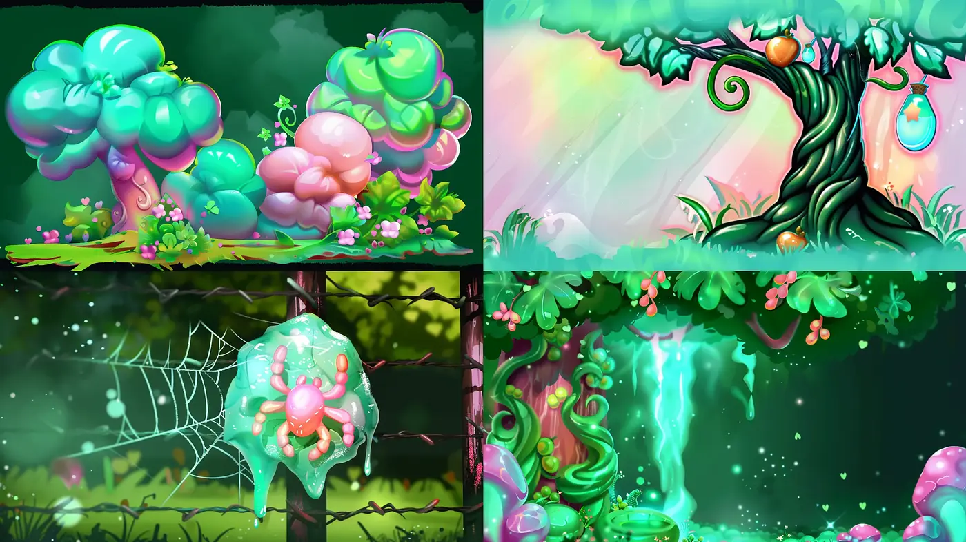 Enchanted Forest Dreamscape: A Whimsical Synthesis of Luminous Hues and Fantastical Flora - Midjourney sref style