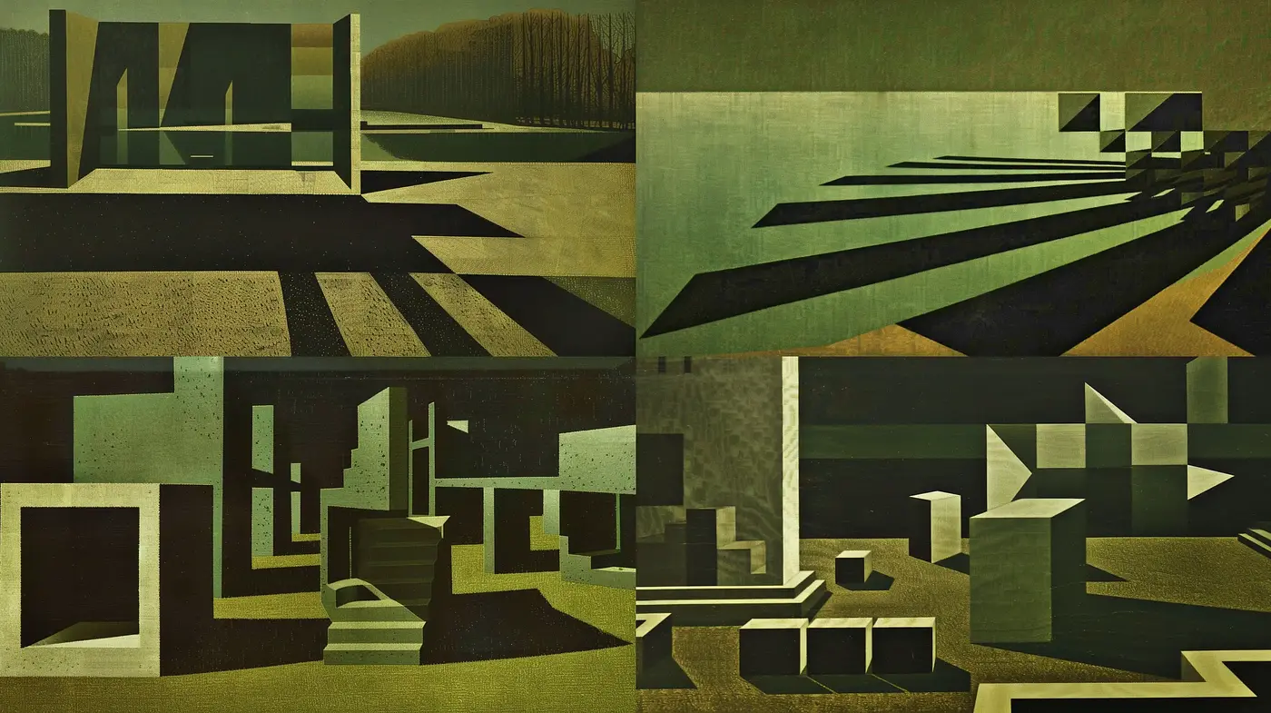 Geometric Harmony in Green Hues: A Study of Abstract Forms and Contours - Midjourney sref style