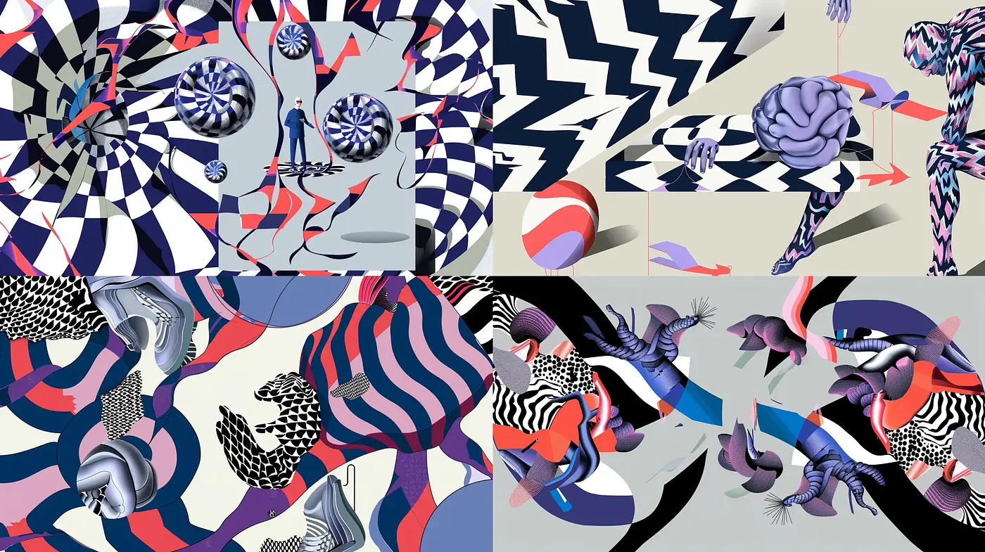 Surreal Abstract Geometric Fusion - Midjourney sref style