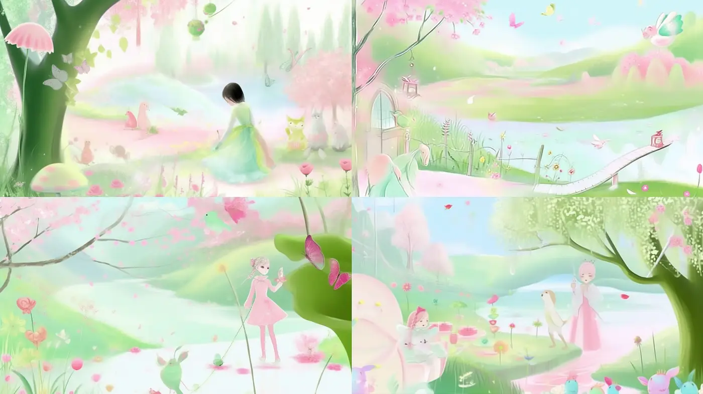 Enchanted Pastel Dreamscape with Whimsical Impressionistic Influences - Midjourney sref style