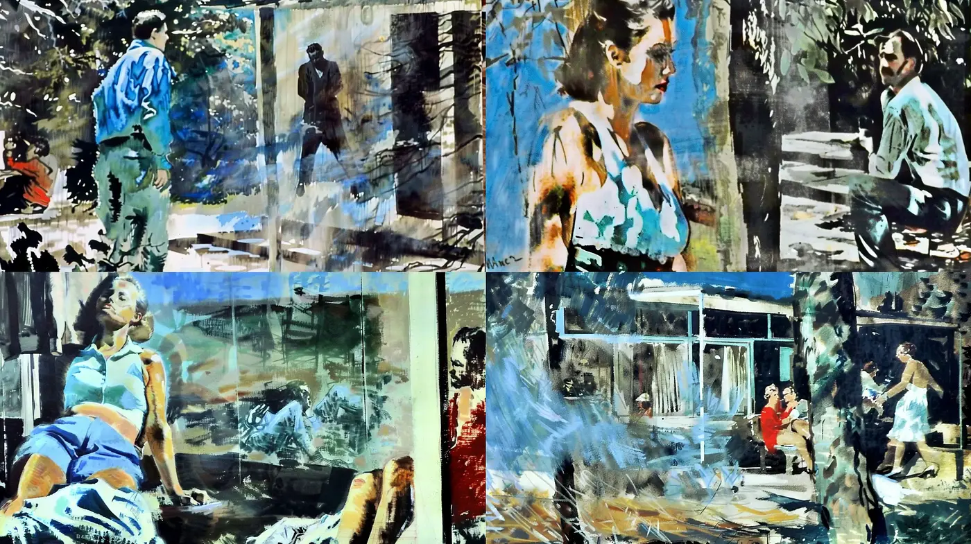 Abstract Expressionist Cinematic Tapestry - Midjourney sref style