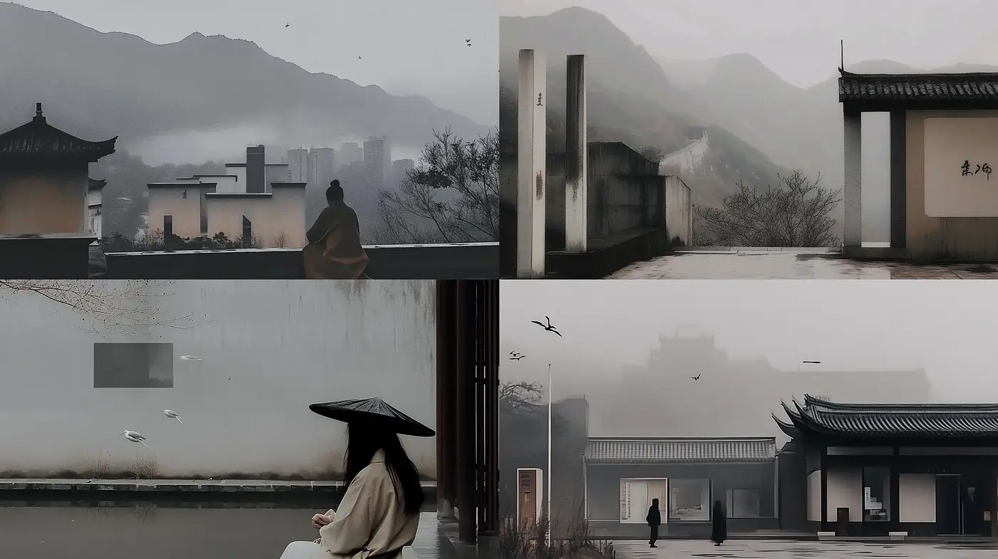 Monochromatic Asian Serenity: A Study in Muted Elegance - Midjourney sref style
