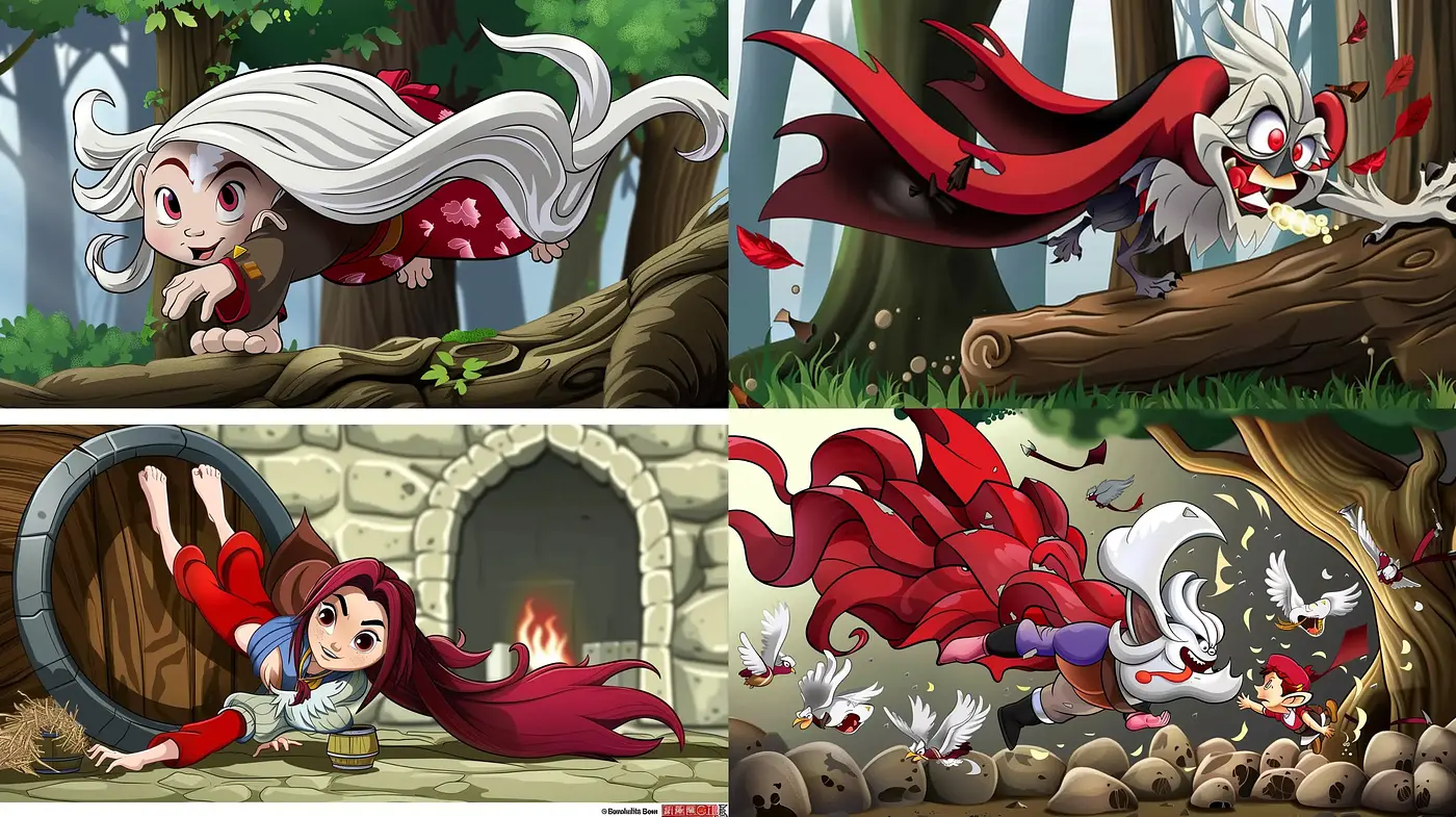 Enchanted Forest Adventure in Vivid Cartoon Illustration - Midjourney sref style