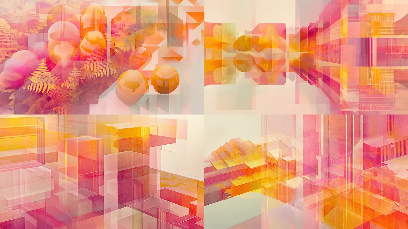 Harmonious Chromatic Abstraction in Translucent Layers - Midjourney sref style