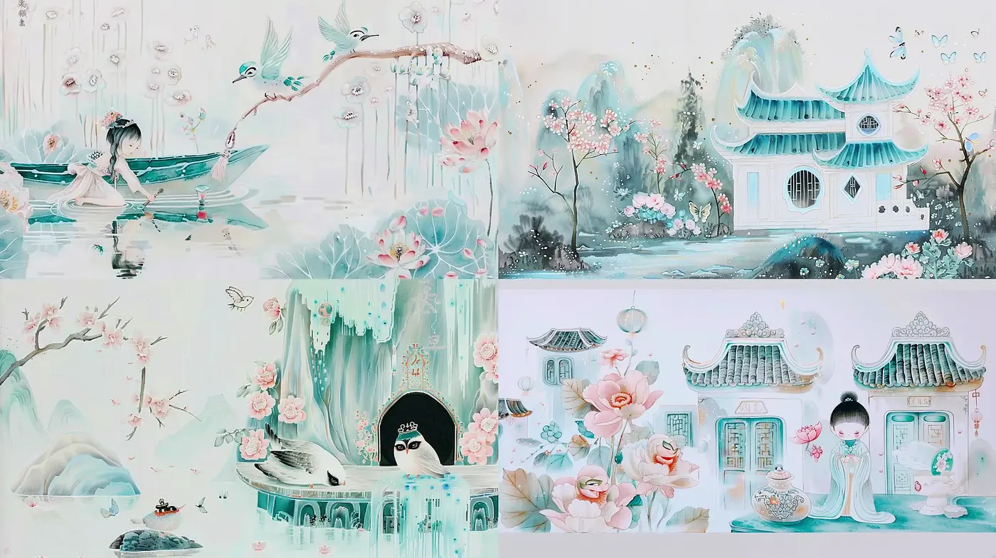 Whimsical Pastel Dreamscape in Brushwork Serenity - Midjourney sref style