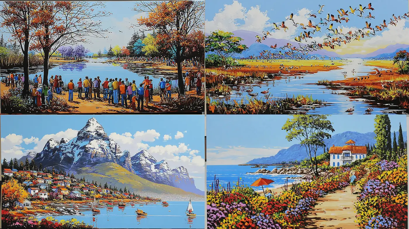 Vibrant and Evocative Landscapes with Live Scenic Elements - Midjourney sref style